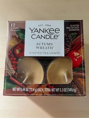 Yankee Candle Autumn Wreath Tea Light Candles 12 Per Box New